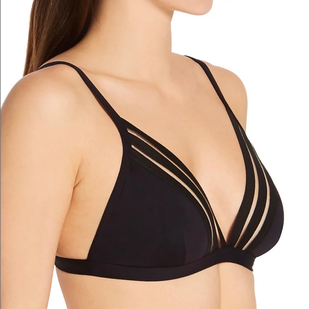 Vince Camuto Black Cruise Lines Mesh Triangle Statement Bikini Swimsuit Top - Picture 2 of 11